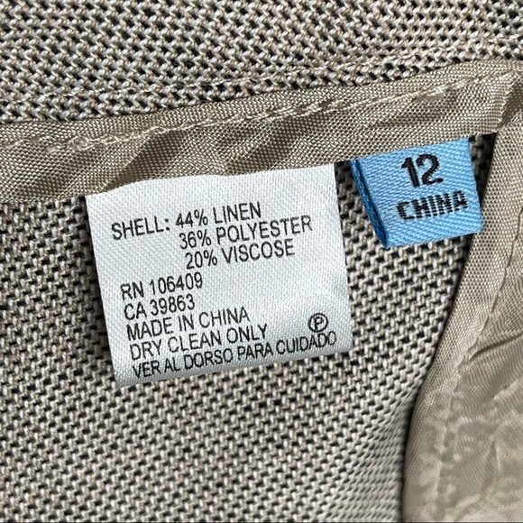 Antonio Melani Beige Linen Pants Size 12 - Picture 7 of 8